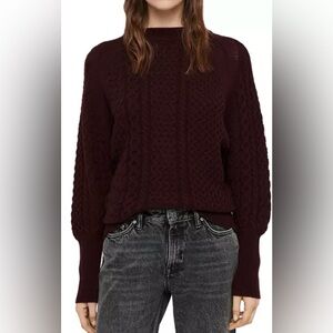 ALLSAINTS Dilone Jumper Lambswool+ Cashmere Cable Knit Sweater. Women’s M